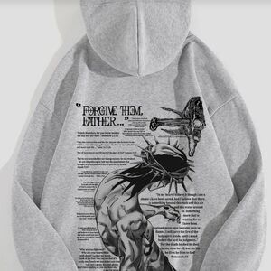 Forgive Them Father Graphic Hoodie EUC XL Bible Scripture Jesus